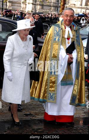 La Regina Elisabetta arriverà per un Servizio di Celebrazione per celebrare l'anniversario di matrimonio con i diamanti della Regina Elisabetta II e del Duca di Edimburgo all'Abbazia di Westminster, Londra. Foto Stock