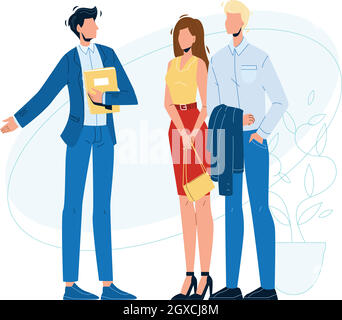 Venditore Manager e clienti in Showroom Vector Illustrazione Vettoriale