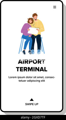 Airport Terminal Wait passeggeri aerei Illustrazione vettoriale Illustrazione Vettoriale