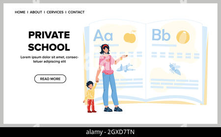 Scuola privata insegnante docente allievo Kid Vector Illustrazione Vettoriale