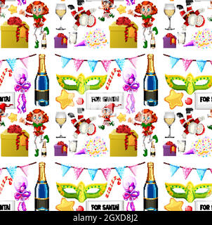 Design dello sfondo senza cuciture con tema natalizio Illustrazione Vettoriale
