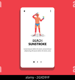 Spiaggia colpo di sole e Sunburn Pending Man Vector Illustrazione Vettoriale