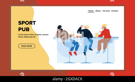 Sport Bar clienti bere birra insieme Vector Illustrazione Vettoriale