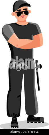 Security Man, Safeguard Protective Agent Vector Illustration Illustrazione Vettoriale