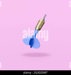 Cartoon Blue Dart isolato su sfondo viola piatto con Shadow 3D Illustrazione Foto Stock