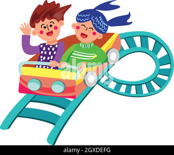 I personaggi hanno divertente Rollercoaster Vector Illustration Illustrazione Vettoriale