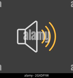 Volume massimo alto icona vettoriale piatta su sfondo scuro. Simbolo grafico per la musica e il suono del sito web e delle applicazioni design, logo, app, UI Foto Stock