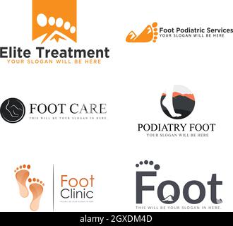 Set di cura del piede caviglia montagna simbolo design logo Illustrazione Vettoriale