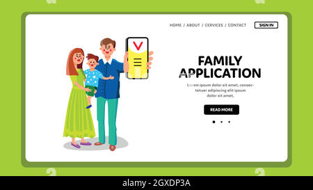 Family Application installata nell'illustrazione vettoriale dello smartphone Illustrazione Vettoriale