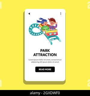 Parco attrazioni Bambini Ride Rollercoaster Vector Illustration Illustrazione Vettoriale