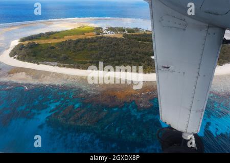 Lady Elliott Island vista areale a metà dell'isola. Queensland, Grande barriera Corallina, Australia Foto Stock