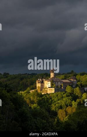 Castello di Sovinec a Nizky Jesenik, Moravia settentrionale, repubblica Ceca Foto Stock