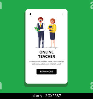 Online Teacher Language o Business School Vector Illustrazione Vettoriale