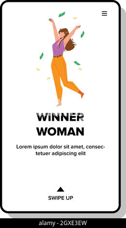 Il vincitore Woman Celebrate ha vinto il Money Prize Vector Illustrazione Vettoriale