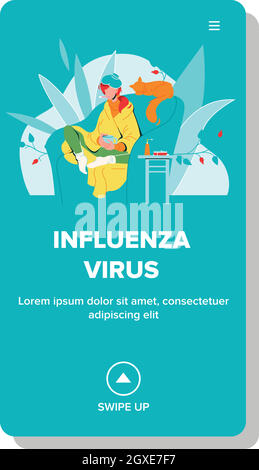 Virus influenza Donna seduta in sedia Vector Illustrazione Vettoriale