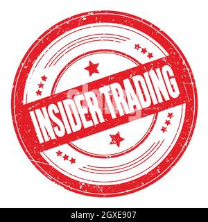 TESTO DI INSIDER TRADING sul timbro di texture grungy rotondo rosso. Foto Stock