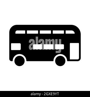 Icona glifo vettoriale piatto bus a due piani. Simbolo grafico per siti web di viaggi e turismo e applicazioni design, logo, app, UI Foto Stock