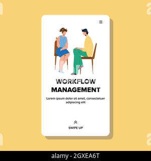 Vettore del processo di pianificazione e gestione del flusso di lavoro Illustrazione Vettoriale