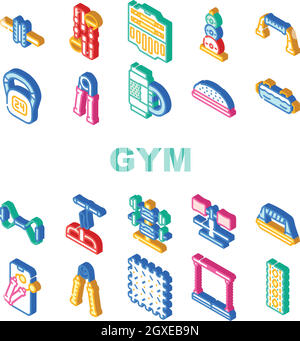 Home Gym Equipment Collection icone Set Vector Illustrazione Vettoriale