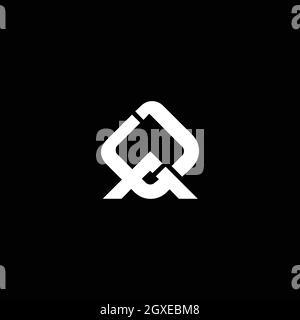 Logo iniziale maiuscolo AQ o QA monogramma forma arrotondata, colore bianco su sfondo nero Illustrazione Vettoriale