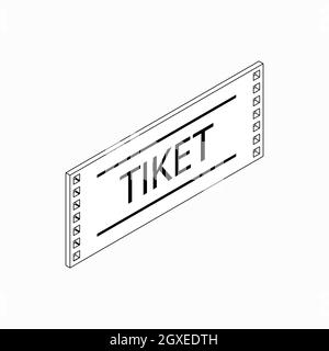 Icona del ticket in stile 3D isometrico su sfondo bianco Foto Stock