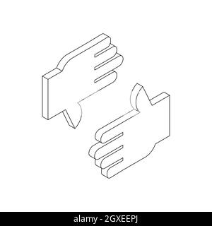Icona del fotogramma del dito in stile 3D isometrico su sfondo bianco Foto Stock