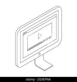 Icona del lettore multimediale in stile 3D isometrico su sfondo bianco Foto Stock