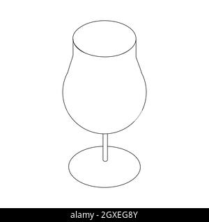 Icona Wineglass in stile 3D isometrico su sfondo bianco Foto Stock