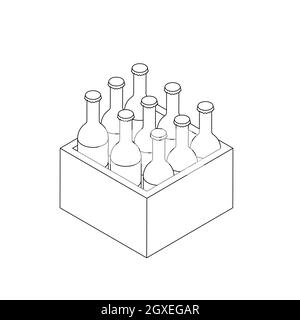 Imballaggio dell'icona della birra in stile 3D isometrico su sfondo bianco Foto Stock