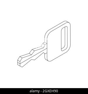 Icona chiave in stile 3D isometrico isolata su sfondo bianco Foto Stock