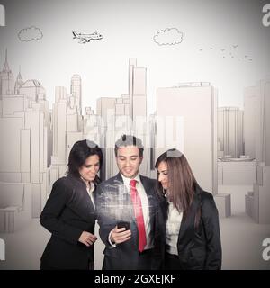 Manager mostra la proiezione dell'edificio Foto Stock