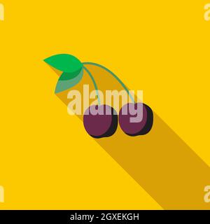 Ciliegie icona in stile piatto con lunga ombra Foto Stock