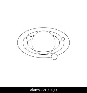 Icona del sistema solare in stile 3D isometrico su sfondo bianco Foto Stock