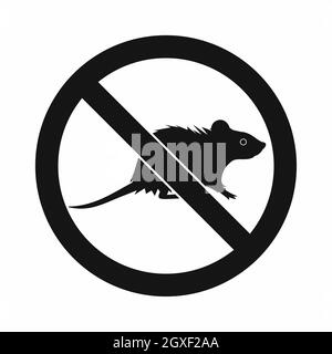 Nessuna icona di segno di ratti in stile semplice isolato su sfondo bianco Foto Stock