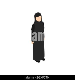 Icona donna araba in stile 3D isometrico isolato su sfondo bianco. Simbolo persone Foto Stock
