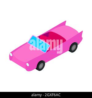 Icona auto convertibile in stile 3D isometrico isolato su sfondo bianco. Simbolo di trasporto Foto Stock