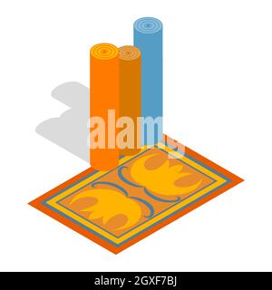 Icona tappeti turchi in stile 3d isometrico su sfondo bianco Foto Stock