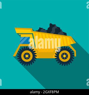 Dumper con icona a carbone in stile piatto su sfondo turchese Foto Stock