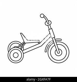 Icona triciclo in stile contorno isolato su sfondo bianco Foto Stock