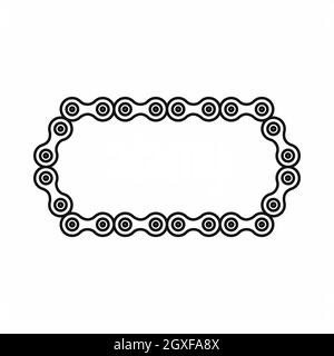 Icona della catena della bicicletta in stile contorno isolato su sfondo bianco Foto Stock