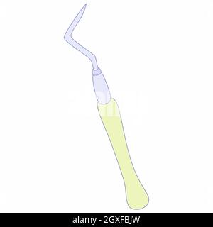 Sonda, icona strumento dentale in stile cartoon su sfondo bianco Foto Stock