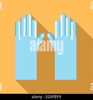 Icona dei guanti da golf in stile piatto su sfondo arancione chiaro Foto Stock