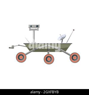 Icona marte Exploration rover in stile cartone animato su sfondo bianco Foto Stock