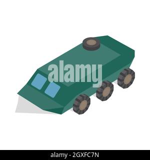 Carrier corazzato con ruote icona in stile 3D isometrico su sfondo bianco Foto Stock