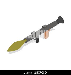 Fucile militare esercito anti razzo serbatoio icona pistola granata in stile isometrico 3d su sfondo bianco Foto Stock