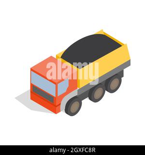 Icona dumper in stile 3D isometrico su sfondo bianco Foto Stock