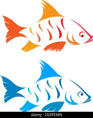 Immagine vettoriale del pesce su sfondo bianco. Illustrazione vettoriale a livelli facilmente modificabile. Animali selvatici. Animali da fattoria. Illustrazione Vettoriale