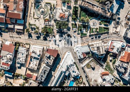 Vista panoramica della rotatoria su viale Archibishop Makarios III. Ayia Napa, Cipro Foto Stock