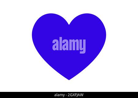 Illustrazione del cuore blu su bianco. Icona del simbolo dell'amore. San Valentino. Matrimonio. Foto Stock