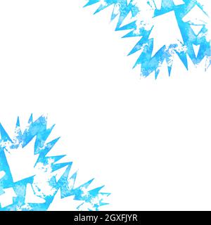Fiocco di neve blu acquerello impronta timbro su sfondo bianco isolato. Per design, sfondo, sfondo. Illustrazione vettoriale Illustrazione Vettoriale